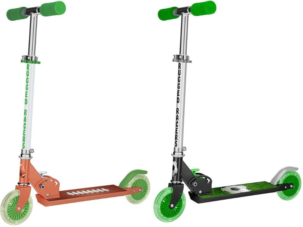 two kick style scooters