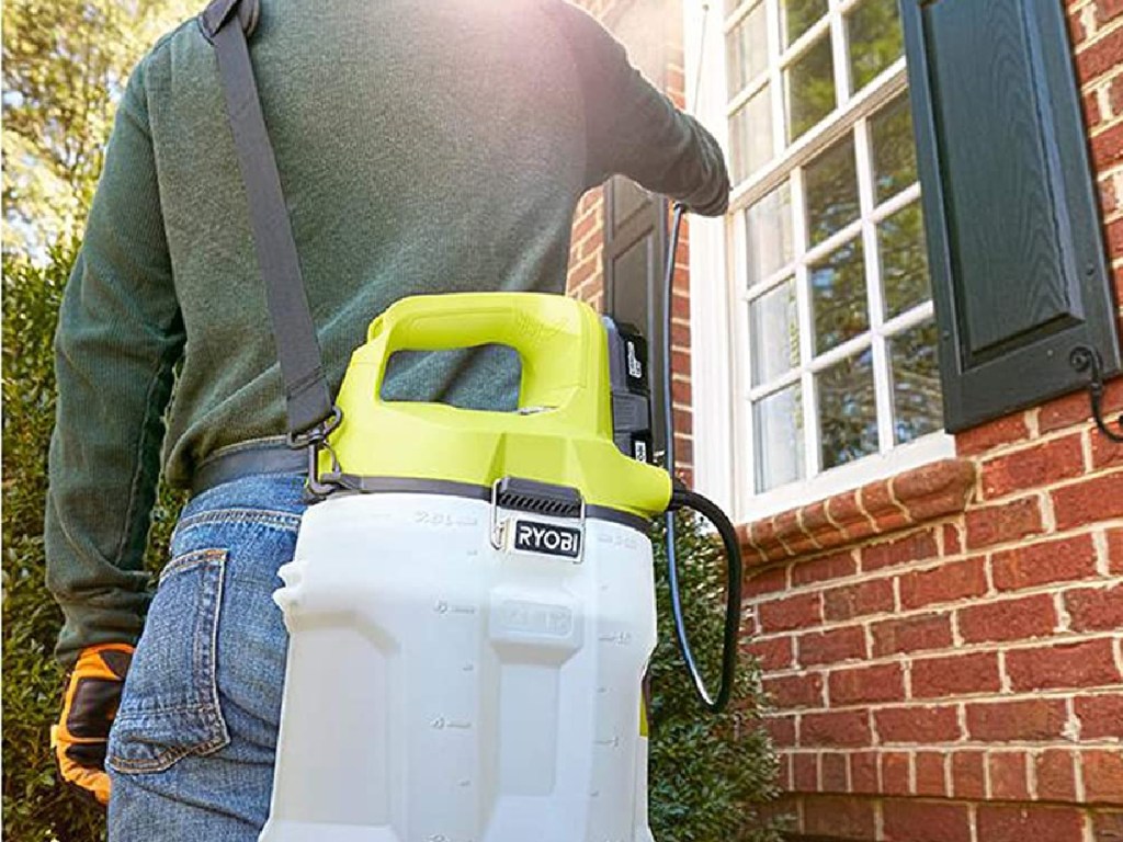 Ryobi ONE+ 18-Volt 2-Gallon Chemical Sprayer and Holster with Extra Tank, 2.0 Ah Battery, and Charger