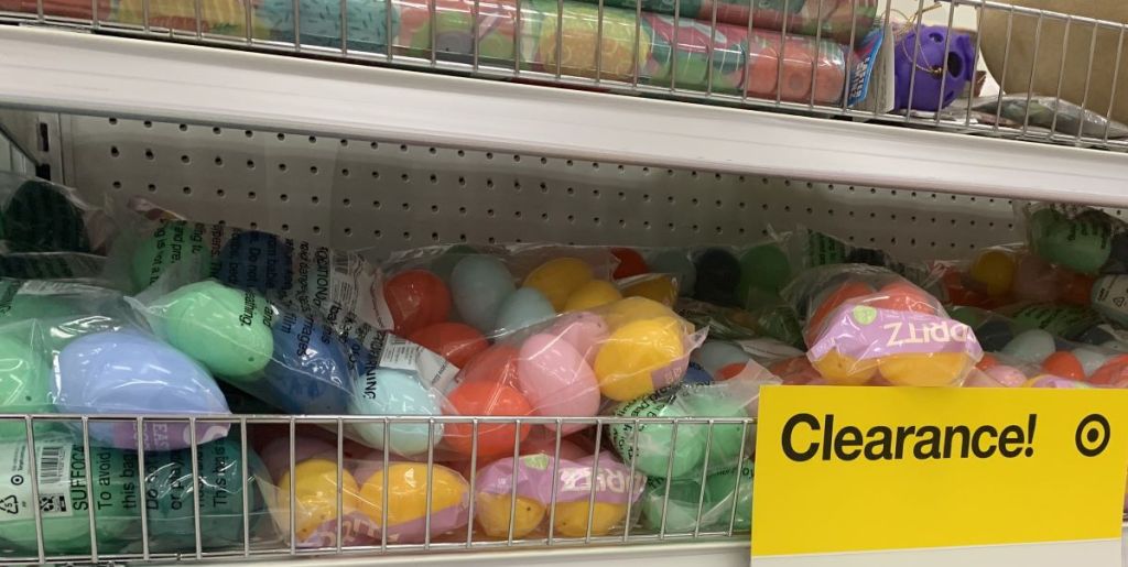 display of plastic Easter eggs at Target