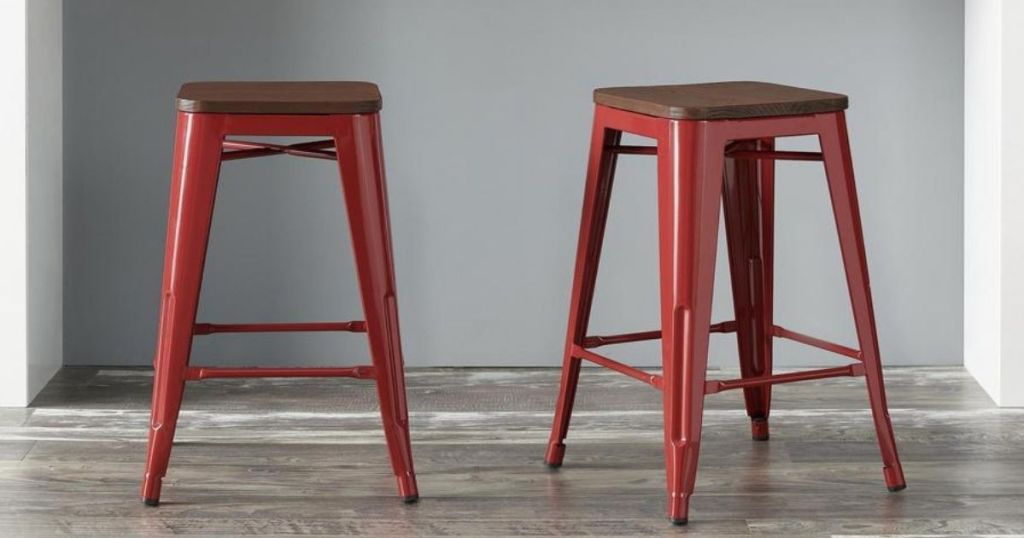 StyleWell Chili Red Metal Stools