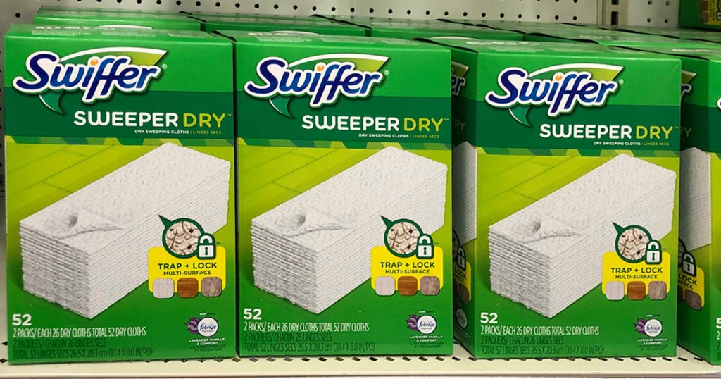 Swiffer Sweeper Dry Boxes on store shelf