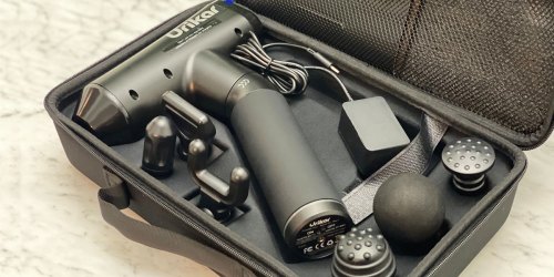 Portable Deep Tissue Massage Gun Only $49.59 Shipped on Amazon | Includes Storage Case & 6 Attachments