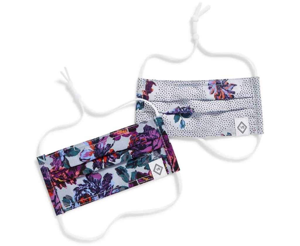 two pack of kids face masks in a floral print
