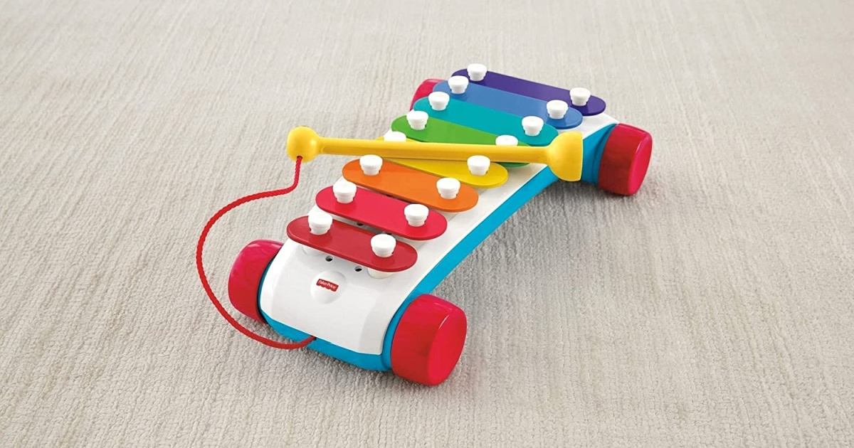 Xylophone toddler toy on carpeted floor