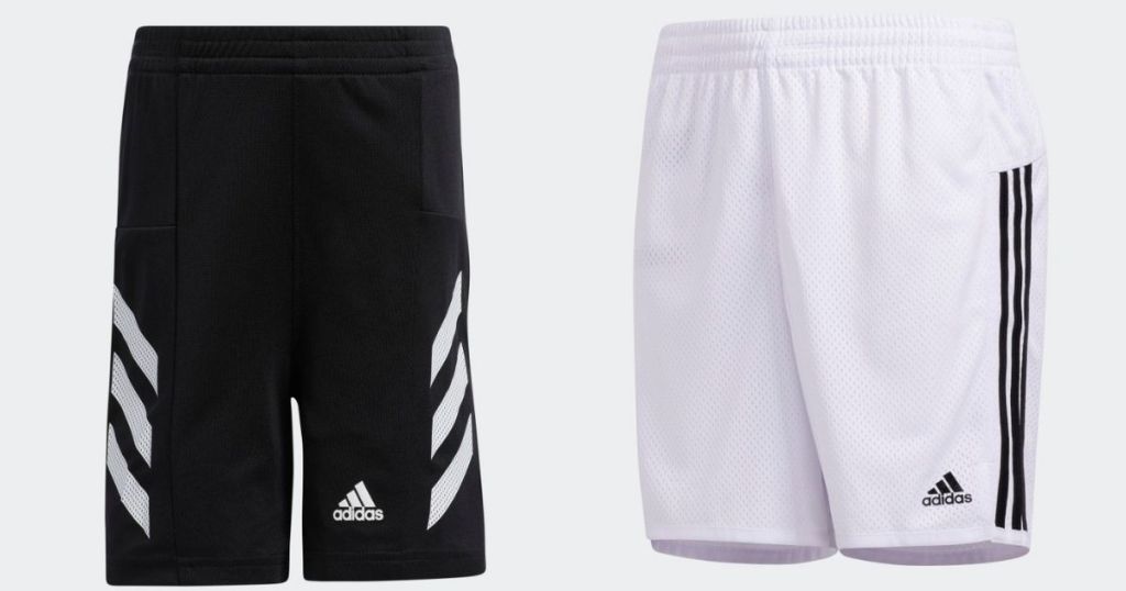 black and white adidas mesh shorts