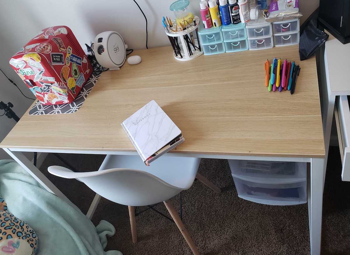 desk and chair in teen room with crafts on top - wayfair way day furniture sales