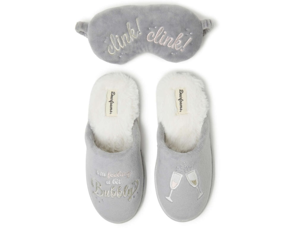 Gray champagne slippers