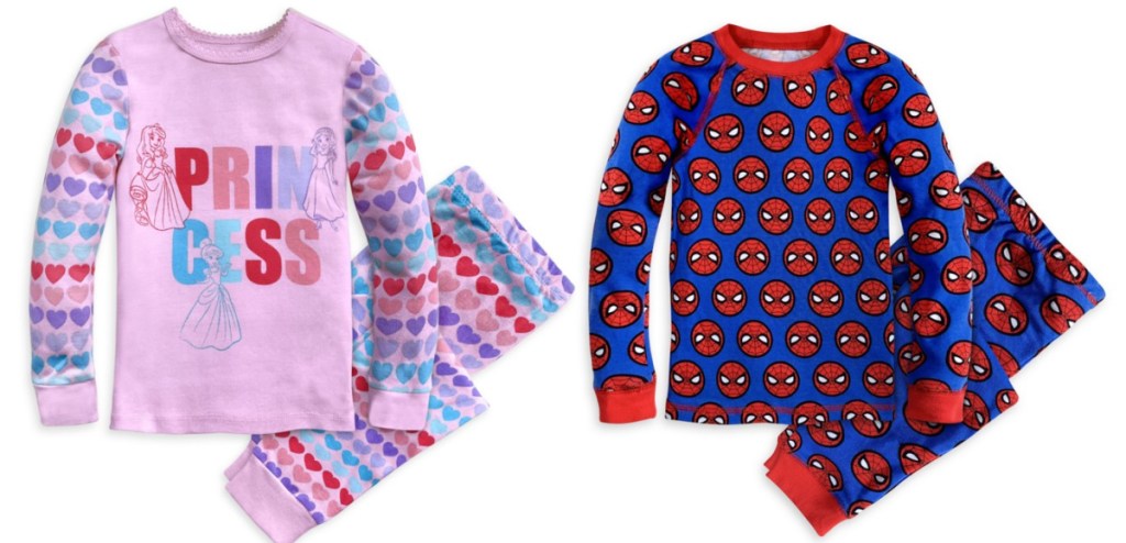 Disney princess and Spiderman pajama sets