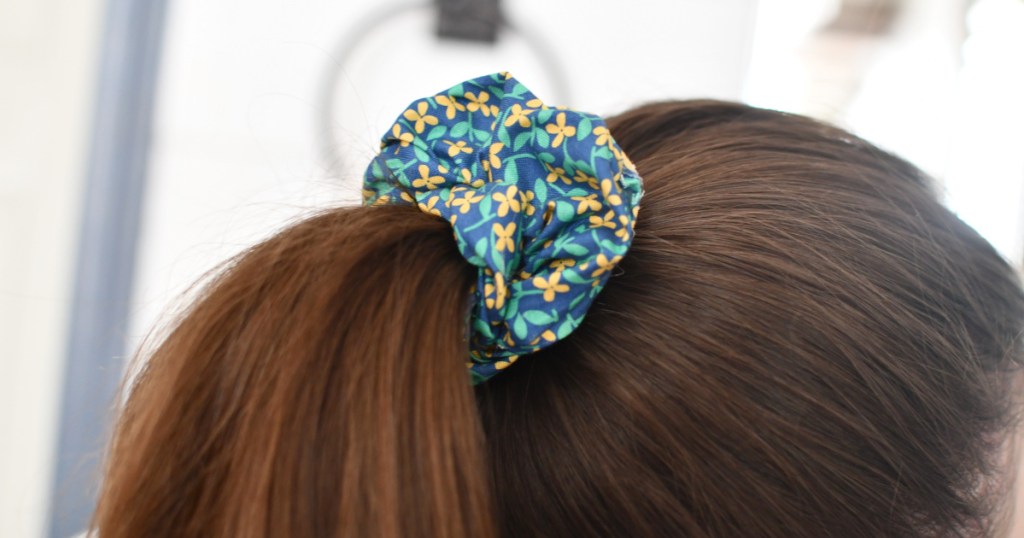 diy scrunchie in a ponytail