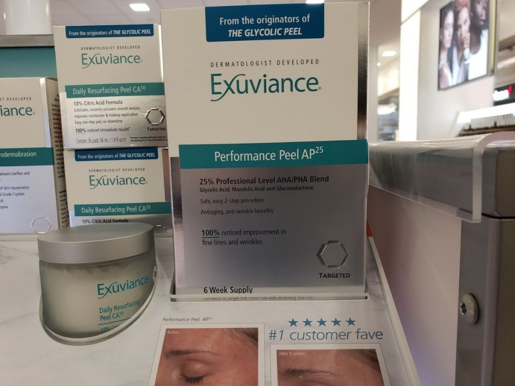 Exuviance peel in store