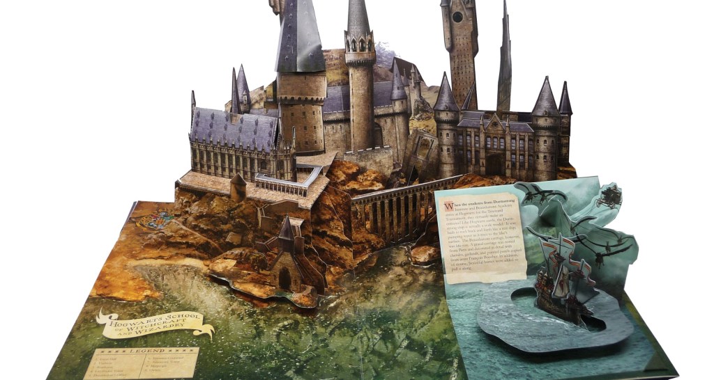 Harry Potter Pop up book open to a castle popped up out of the pages