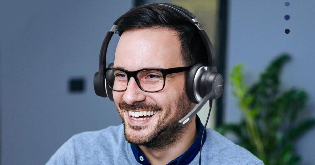 man wearing headset w/ mic