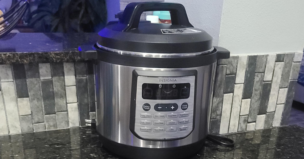 insignia multi cooker placed on kitchen counter
