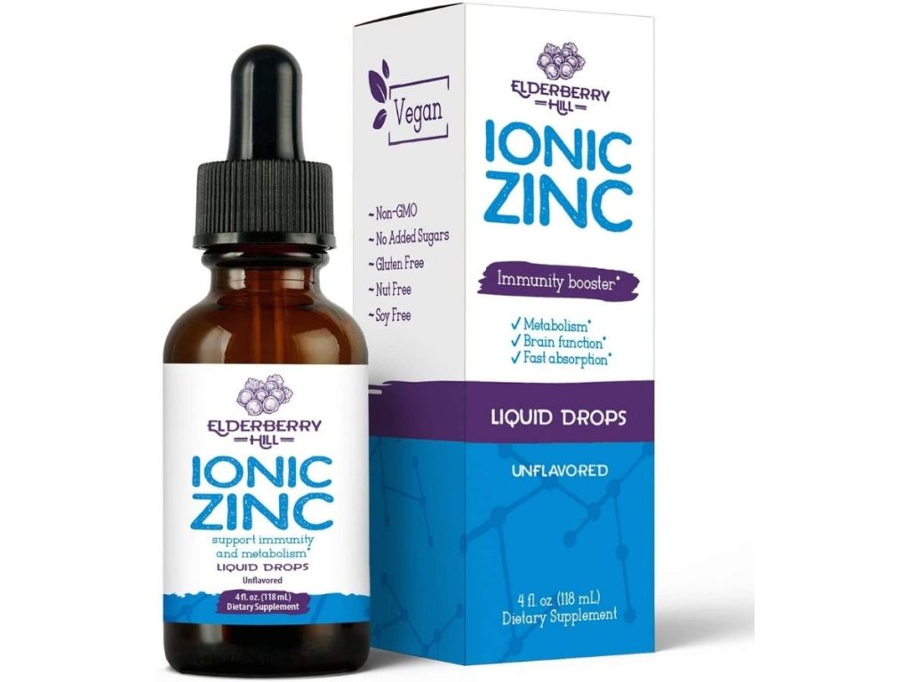 Elderberry Ionic Zinc drops bottle and package