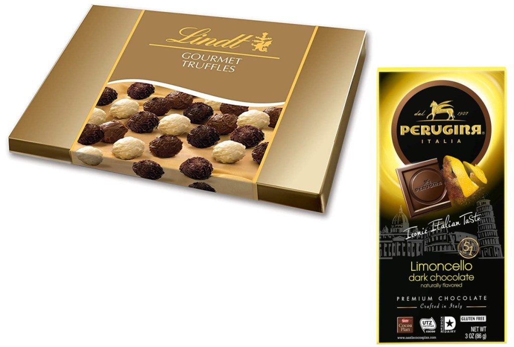 lindt truffle gift box and perugina limoncello dark chocolate