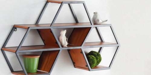 Hexagonal Wood & Metal Floating Shelf Only $62 Shipped on HomeDepot.com (Regularly $139)