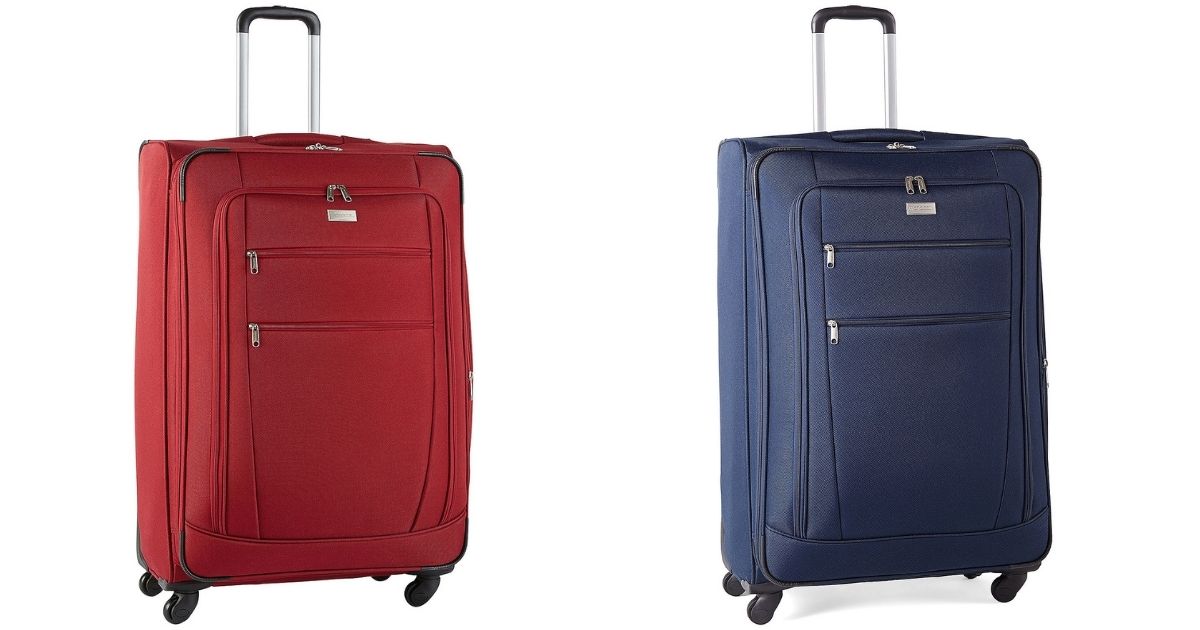 red and blue luggage