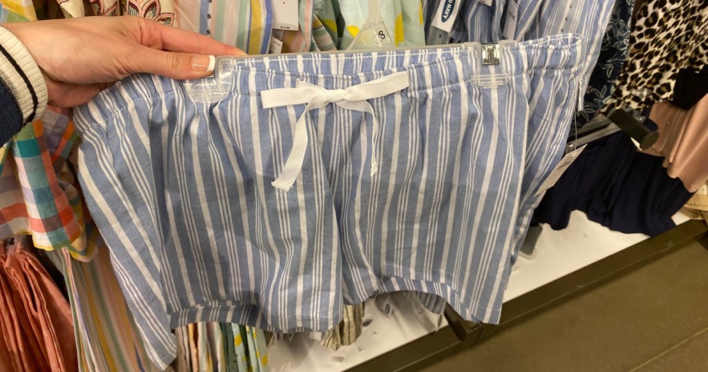 old navy pajamas shorts in hand in store
