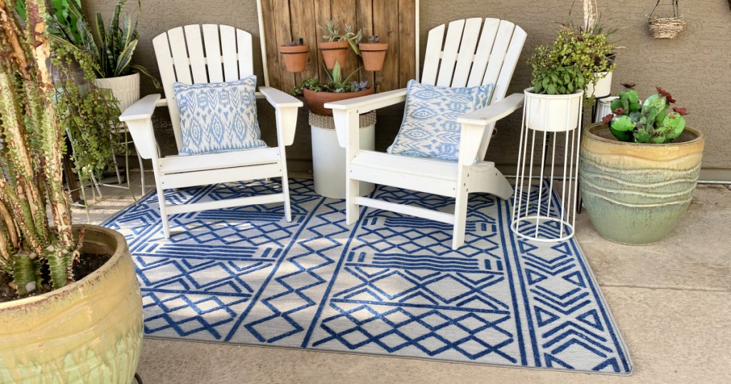 outdoor patio space with boutique rugs area rug