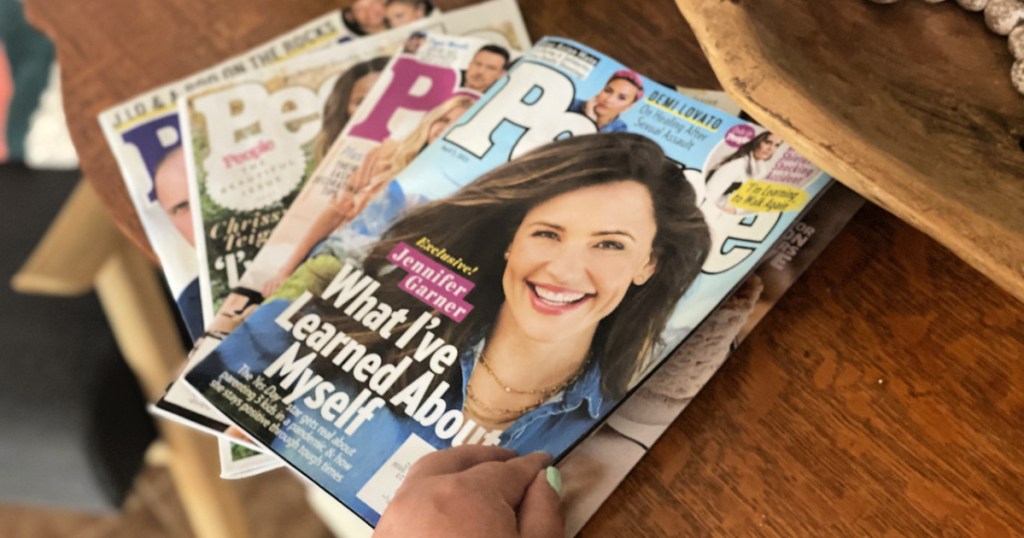 people magazines on table