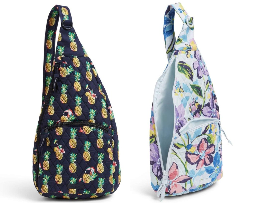 front and back pineapple sling backpack