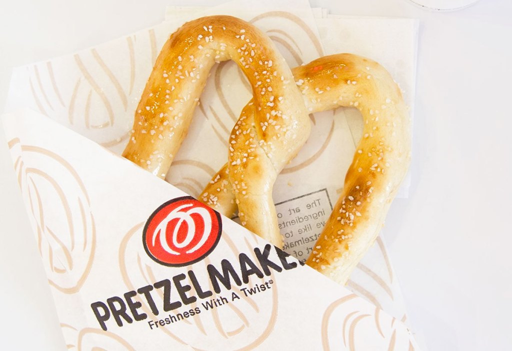 pretzelmaker pretzel in paper wrapping
