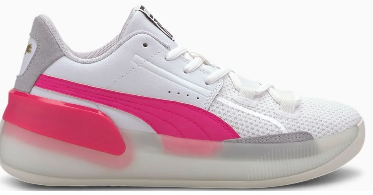 pink and white puma sneakers
