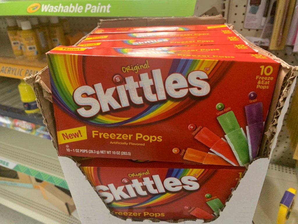 packages of skittles ice pops