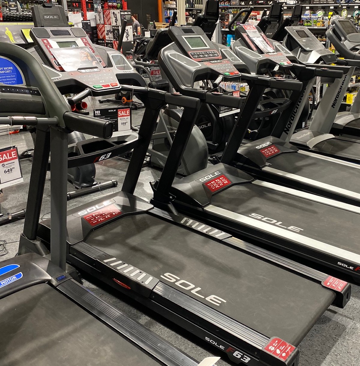 Sole 63 treadmill on display at Dicks Sporting Goods