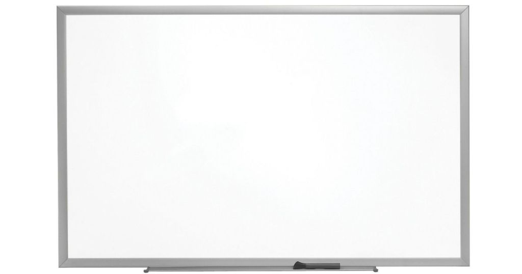 dry erase white board with aluminum frame and tray