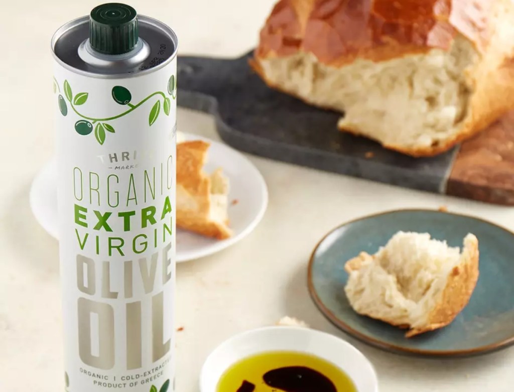 olive oil next to bread