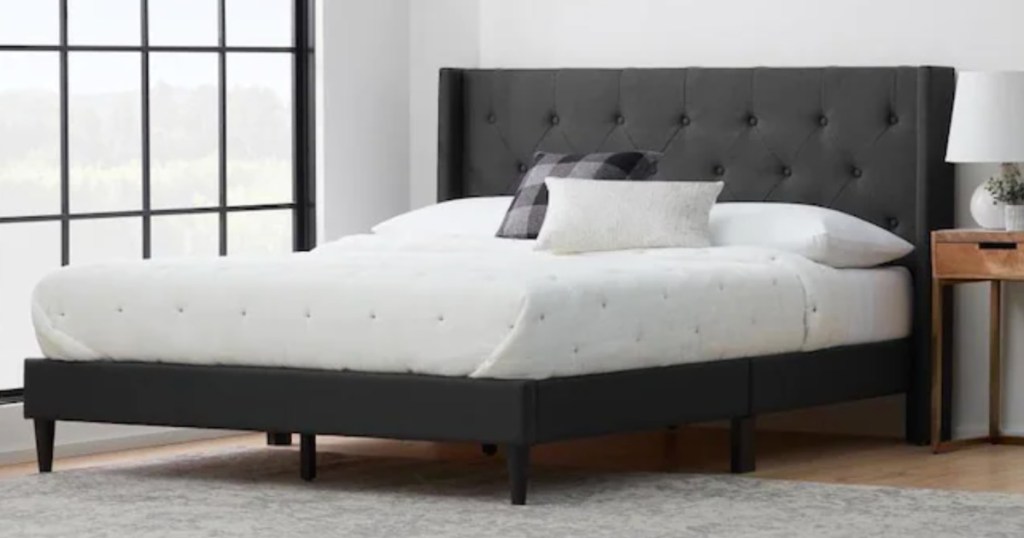 tufted charcoal bed