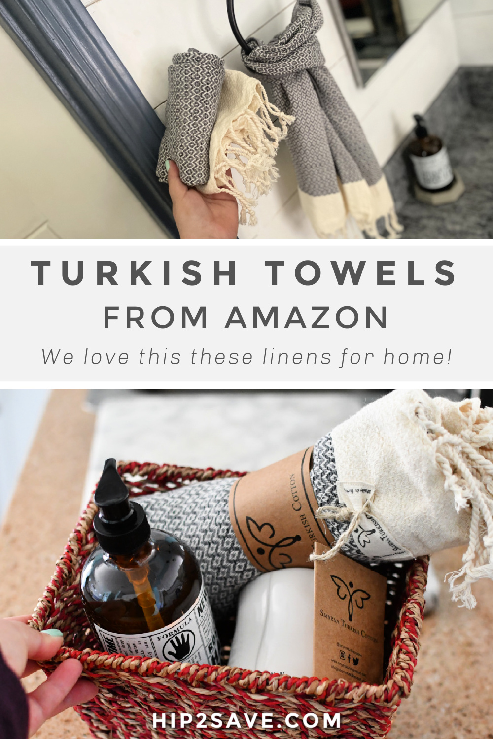 SMYRNA TURKISH COTTON Original Series Hand Towels - Set of 2, 16 x 40 in, 100% Turkish Cotton, Large, Soft Hand and Head Towels for Bathroom, Kitchen, No Shrink