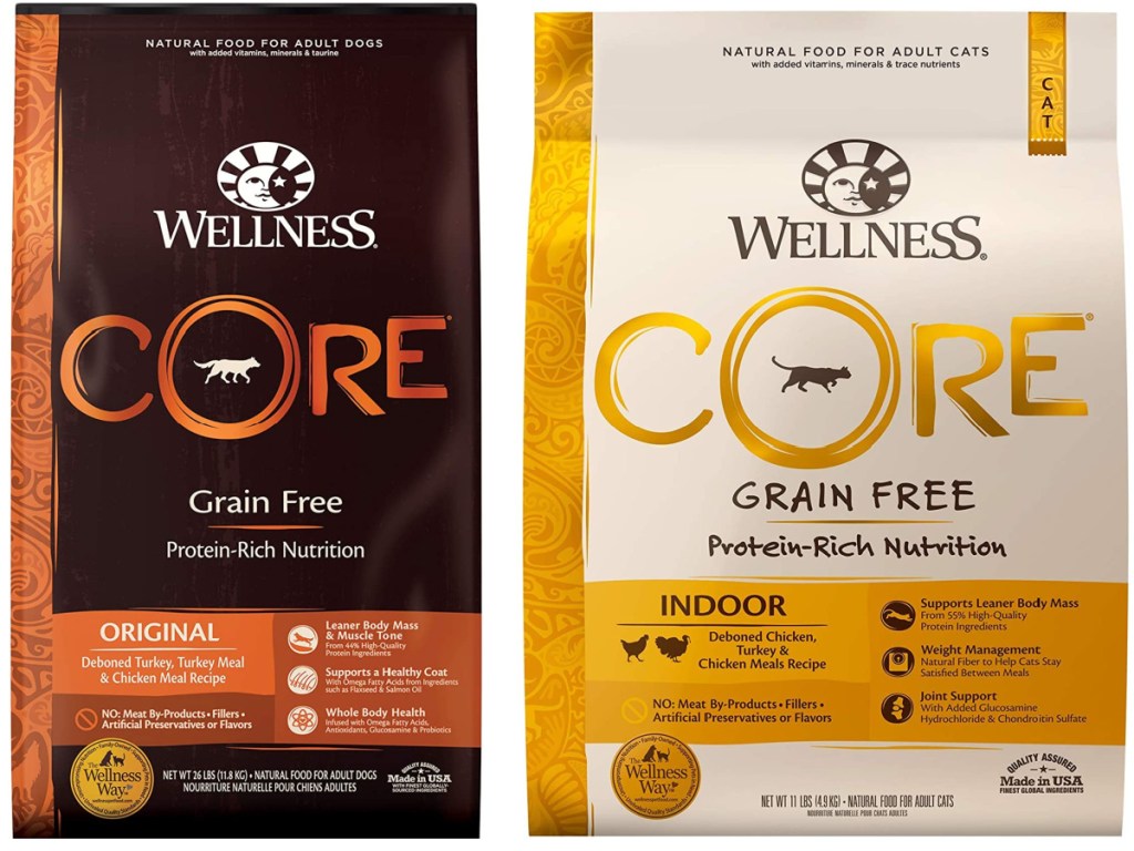 2 bags of wellness core dry dog food