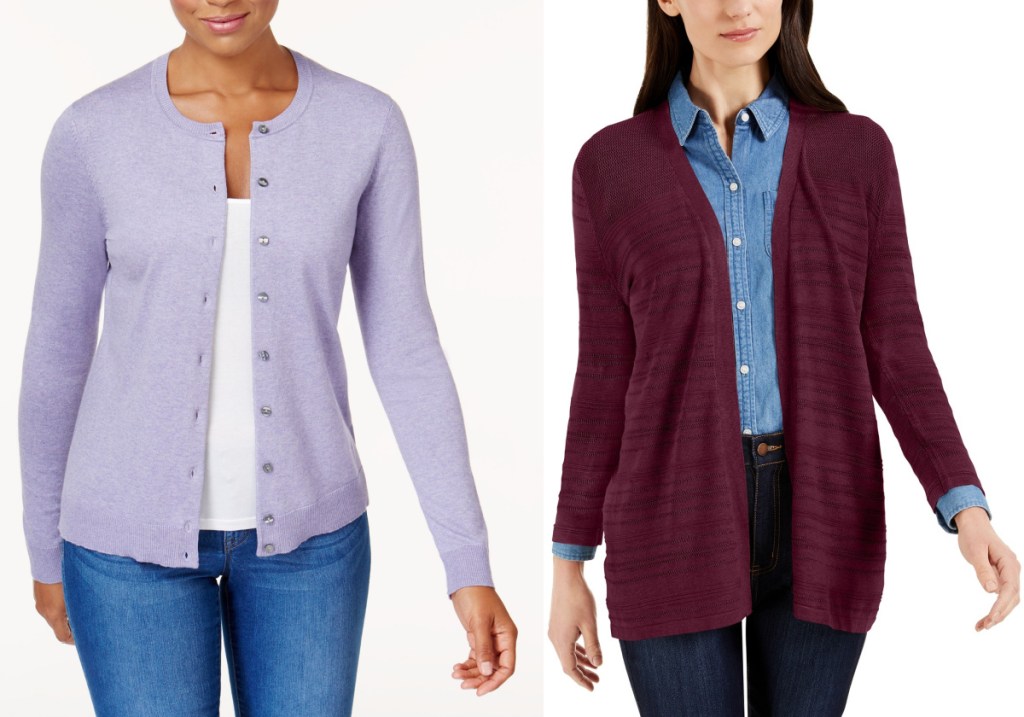 purple and maroon womens cardigans