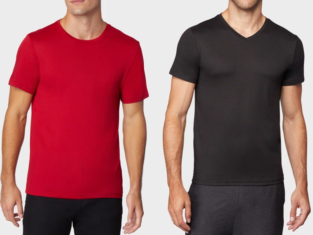 2 men wearing 32 degrees t-shirts