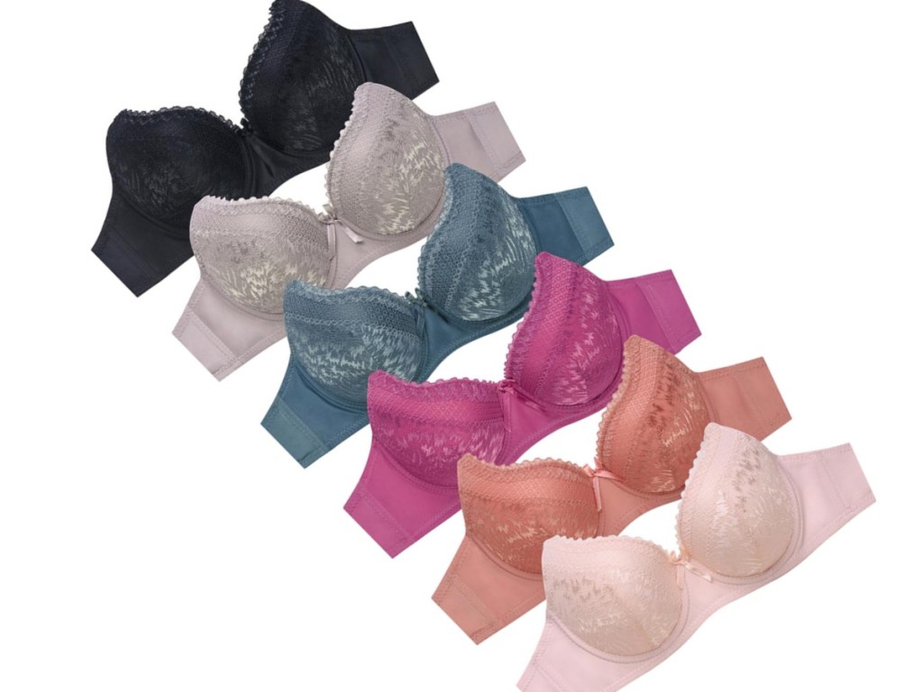 6-Pack Ladies Full Cup Lace DD Cup Bras