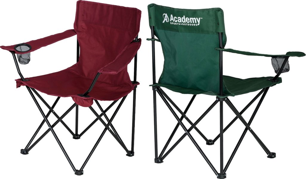 front and back views of folding camping chairs