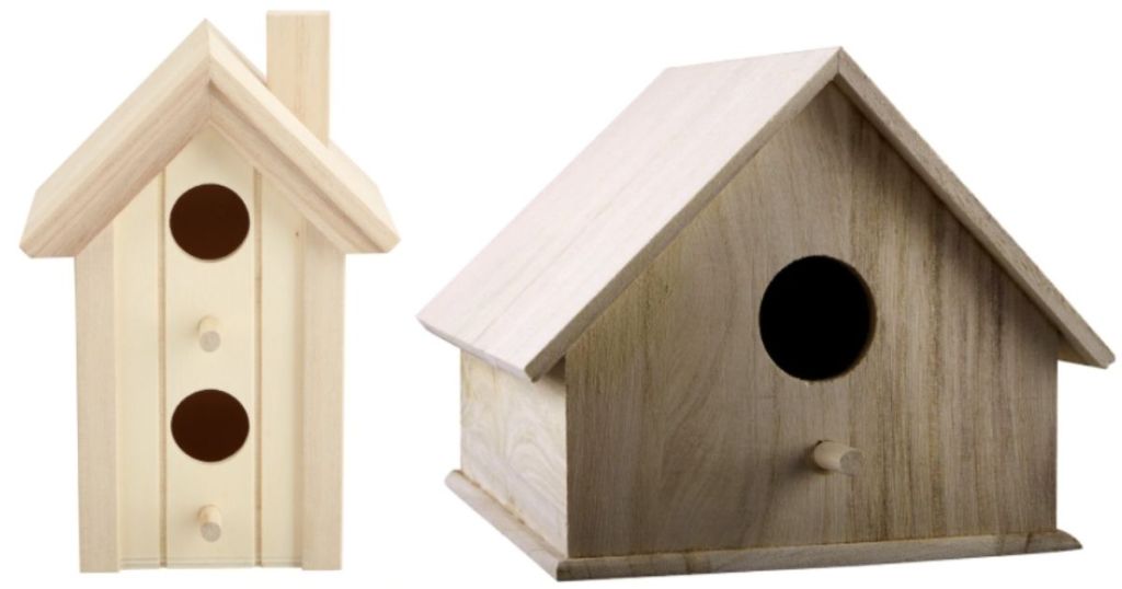 ArtMinds Ready-to-Paint Hut & Smooth Roof Wooden Birdhouses