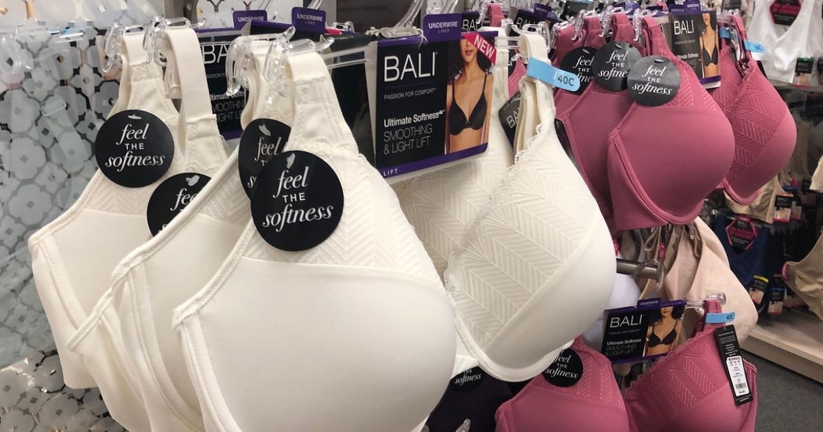 Bali women's bras on rack at store