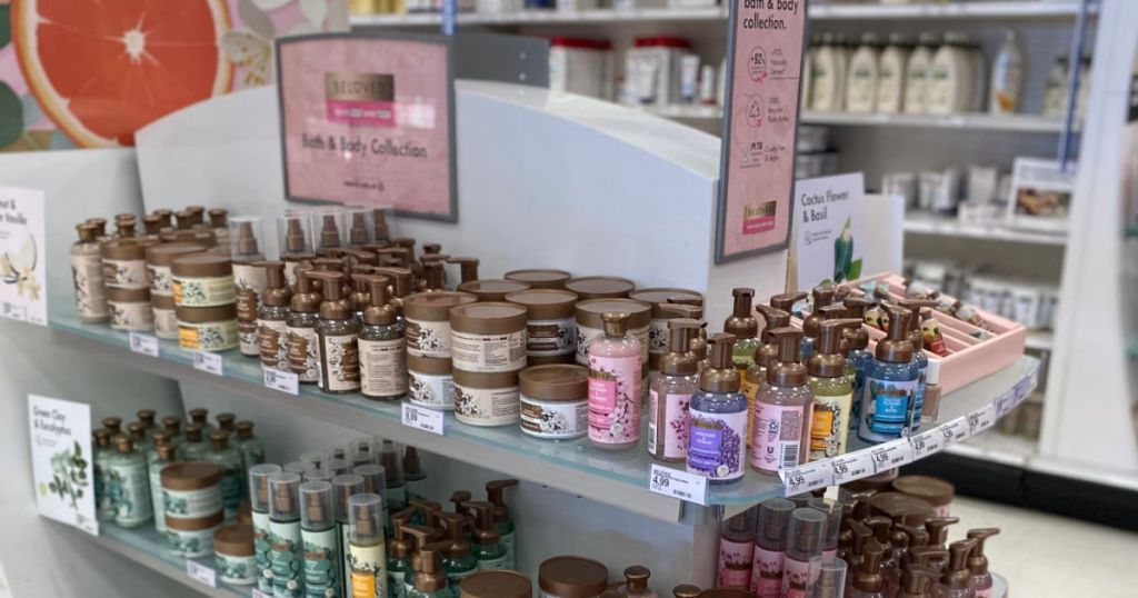 bath and body products on shelf