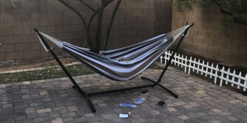 Double Hammock w/ Steel Stand & Carrying Bag Only $89.99 Shipped (Regularly $120)