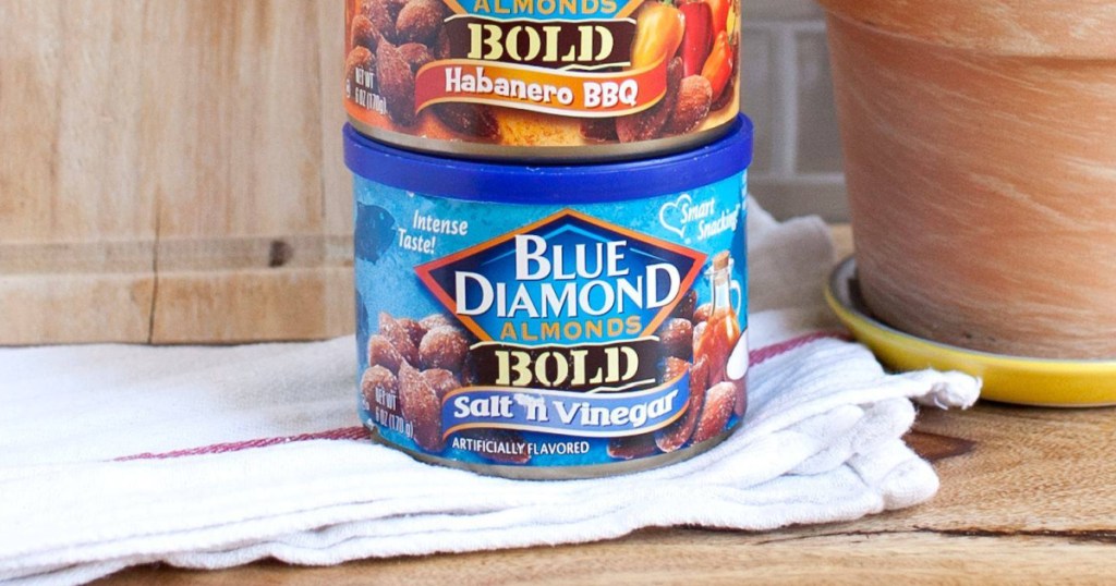 Blue Diamond almonds in a stack