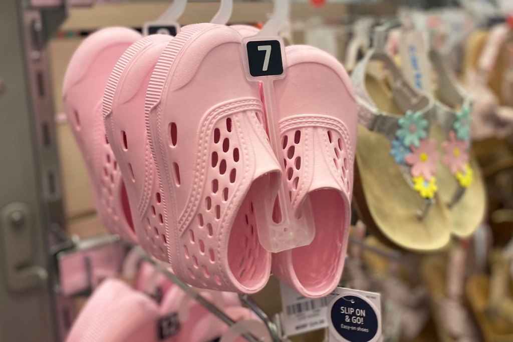pink rubber slip on kids shoes