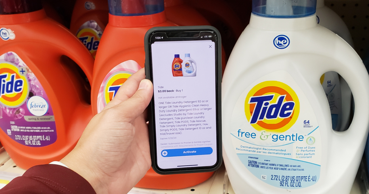 hand in front of laundry detergent