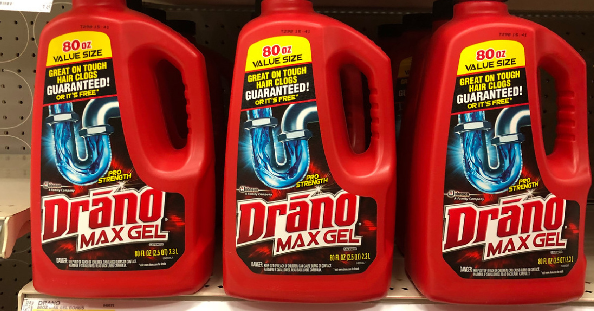 Drano Max Gel Bottles on store shelf