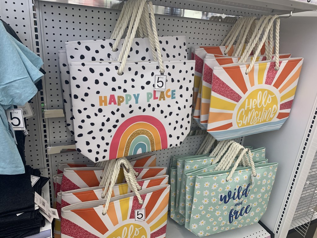 Beach Totes hanging in store