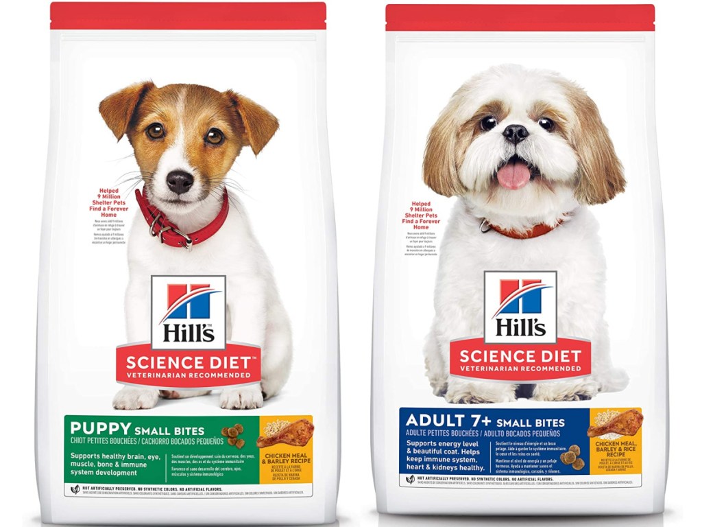 2 bags of hills science diet dog food