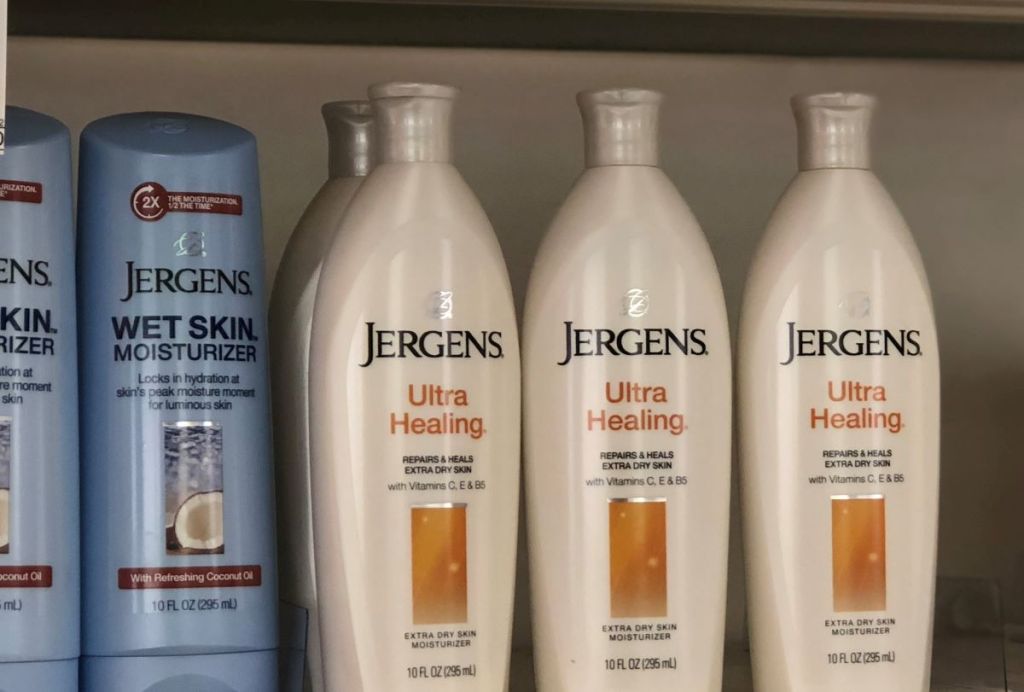 Jergens Ultra Healing lotion on a shelf