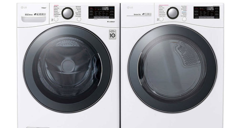 white front load washer and dryer set